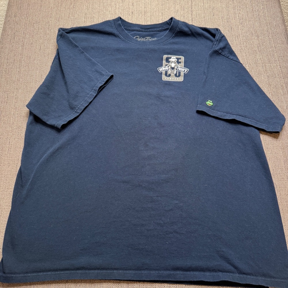 Senor Frogs Mazatlan Mexico Graphic T-Shirt Mens XXL Navy Blue Short Sleeve Tee